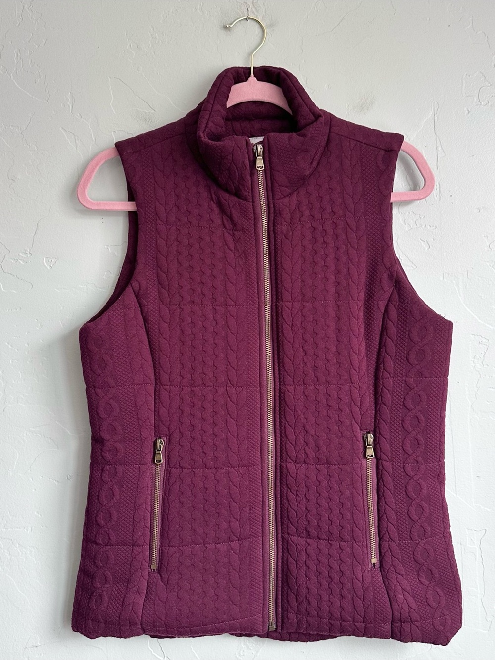 Quilted Sleeveless Vest in Wine - Unbranded